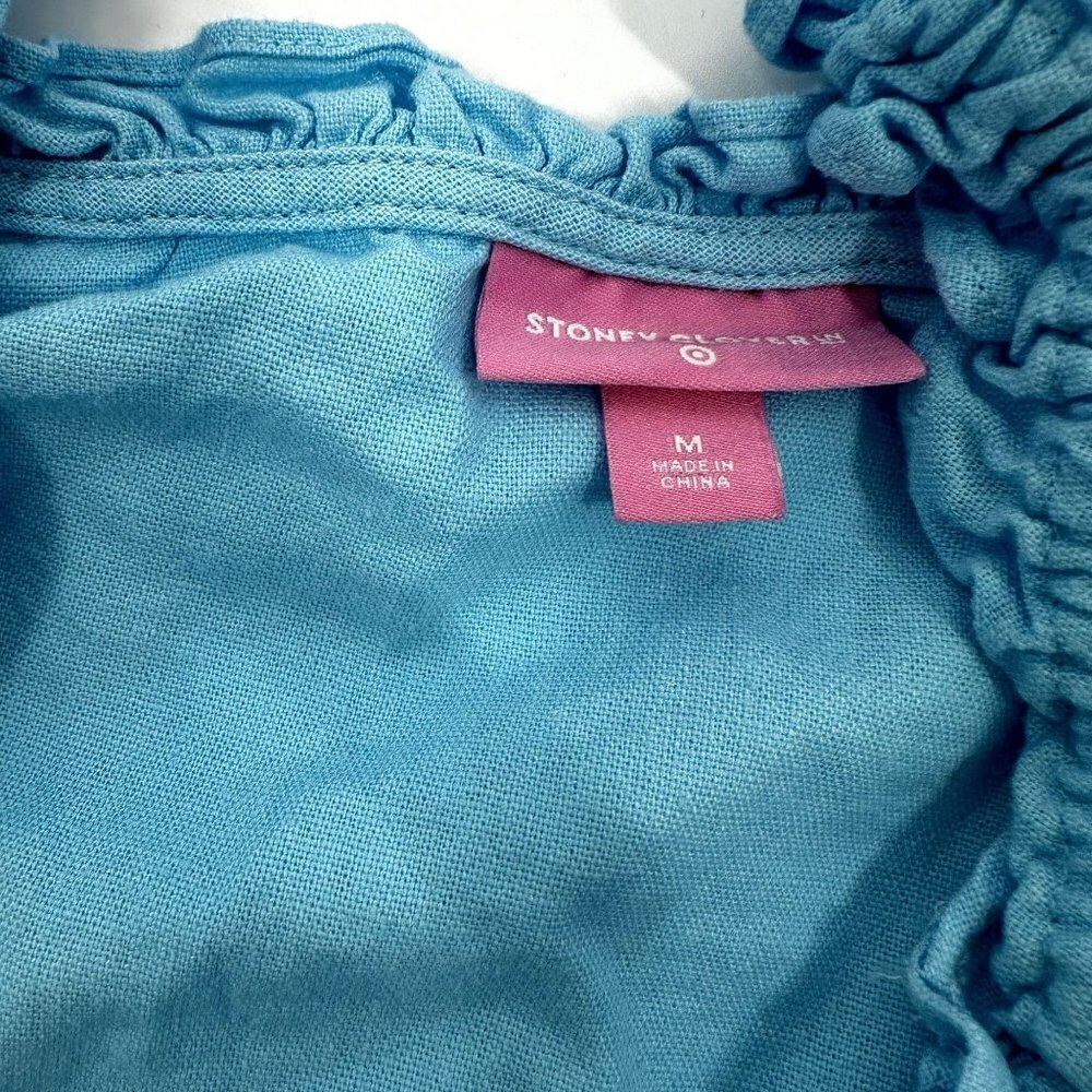 * Stoney Clover Lane x Target Blue Ruffle Puff Sleeve Button Front Dress Size M - Picture 6 of 11